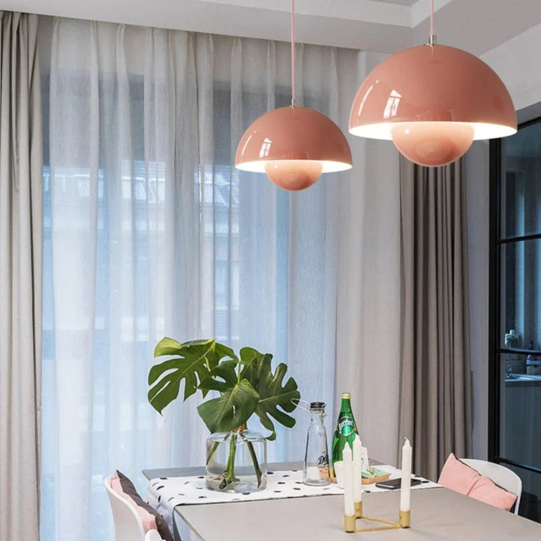 Lampe suspendue champignon vintage rose