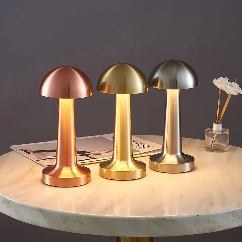 Lampe champignon rétro rechargeable rose gold