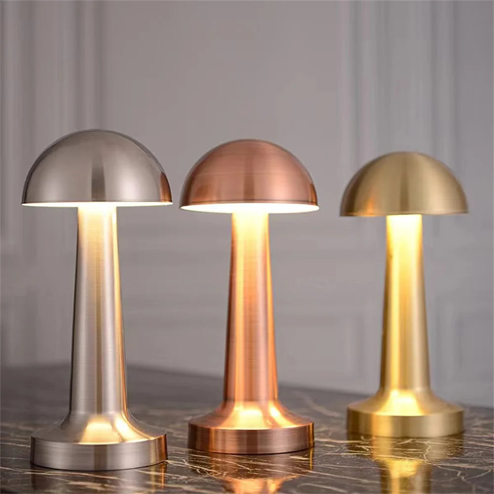 Lampe champignon rétro rechargeable rose gold