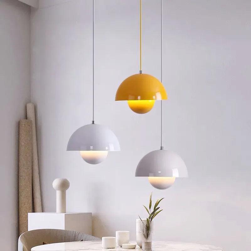 Lampe suspendue champignon vintage jaune