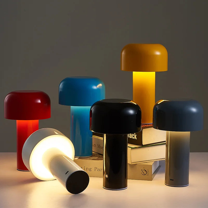 Lampe champignon sans fil rechargeable jaune