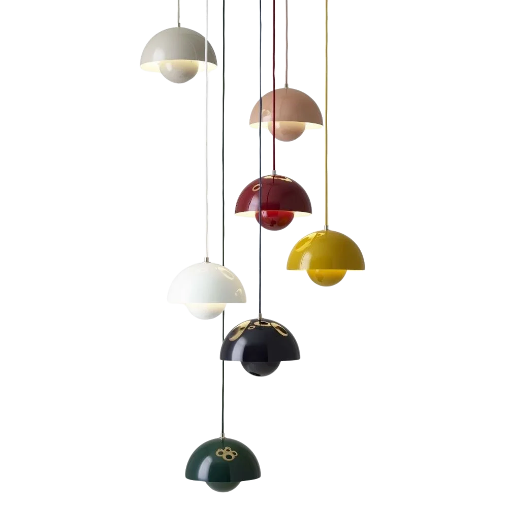 Lampe suspendue champignon vintage grise