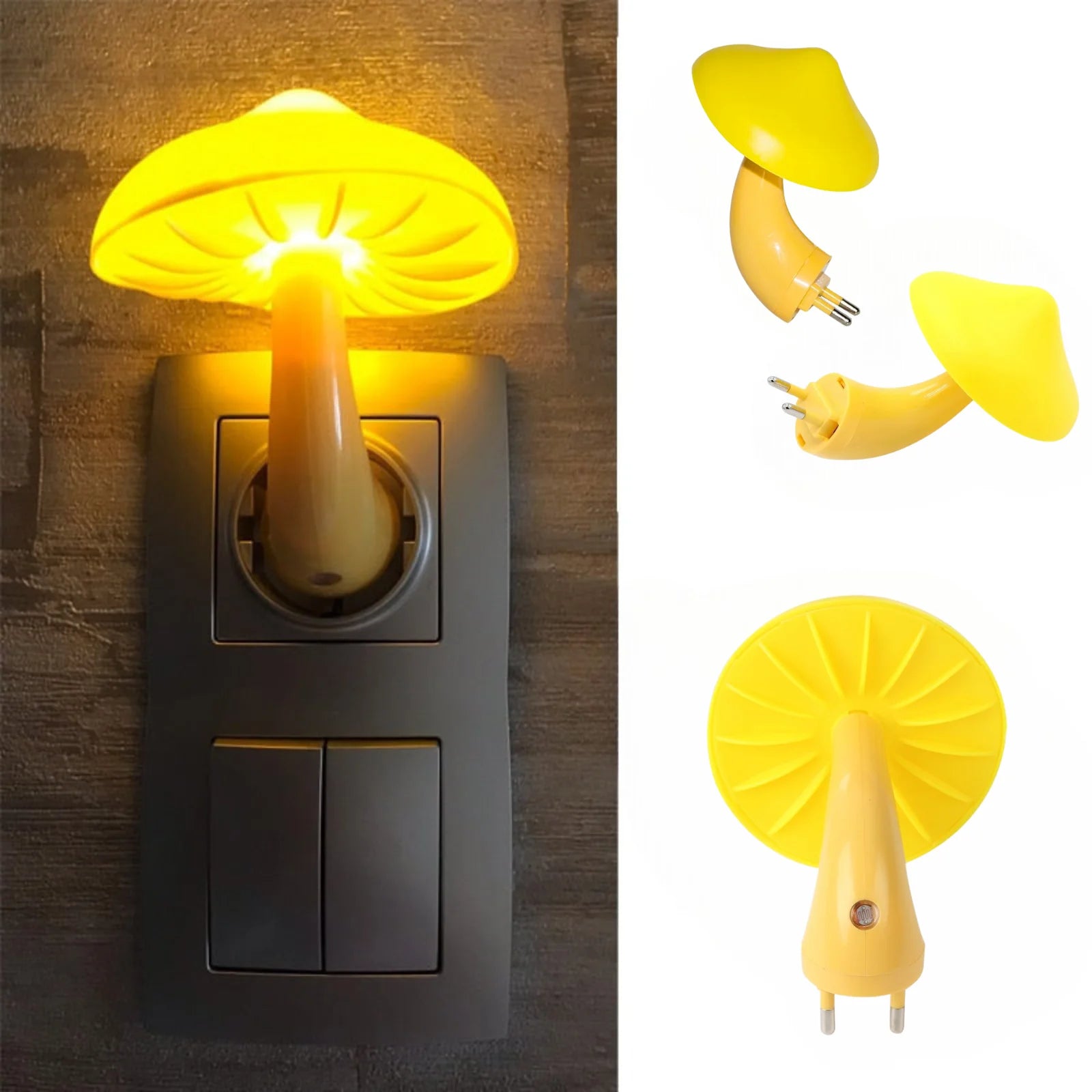 Lampe veilleuse murale champignon jaune