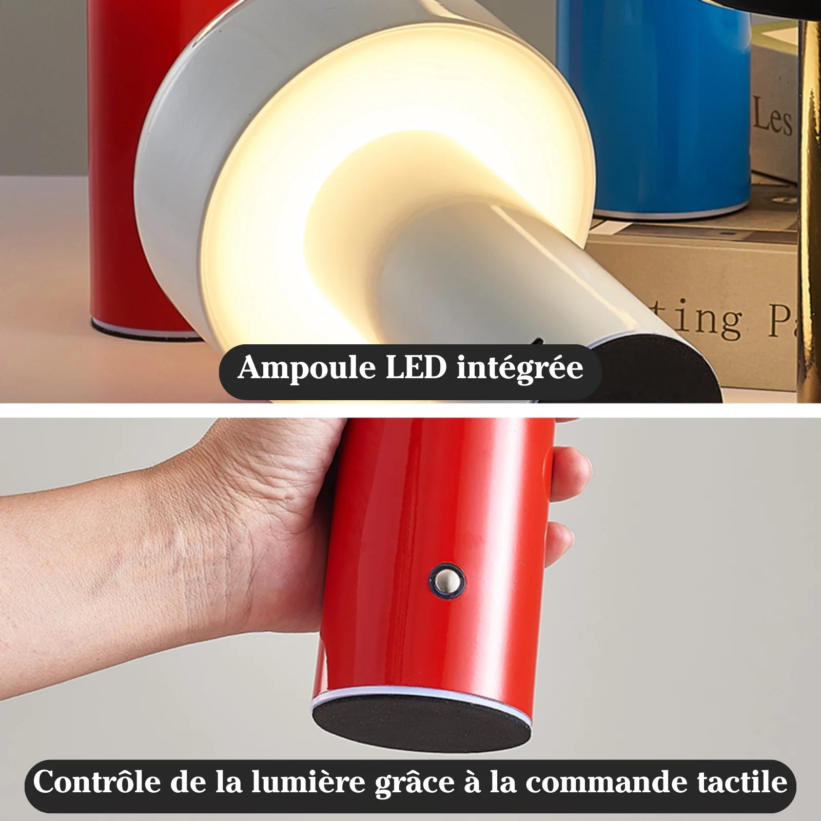 Lampe champignon sans fil rechargeable blanche