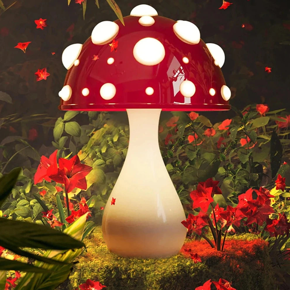 Grande lampe à poser en forme de champignon rouge