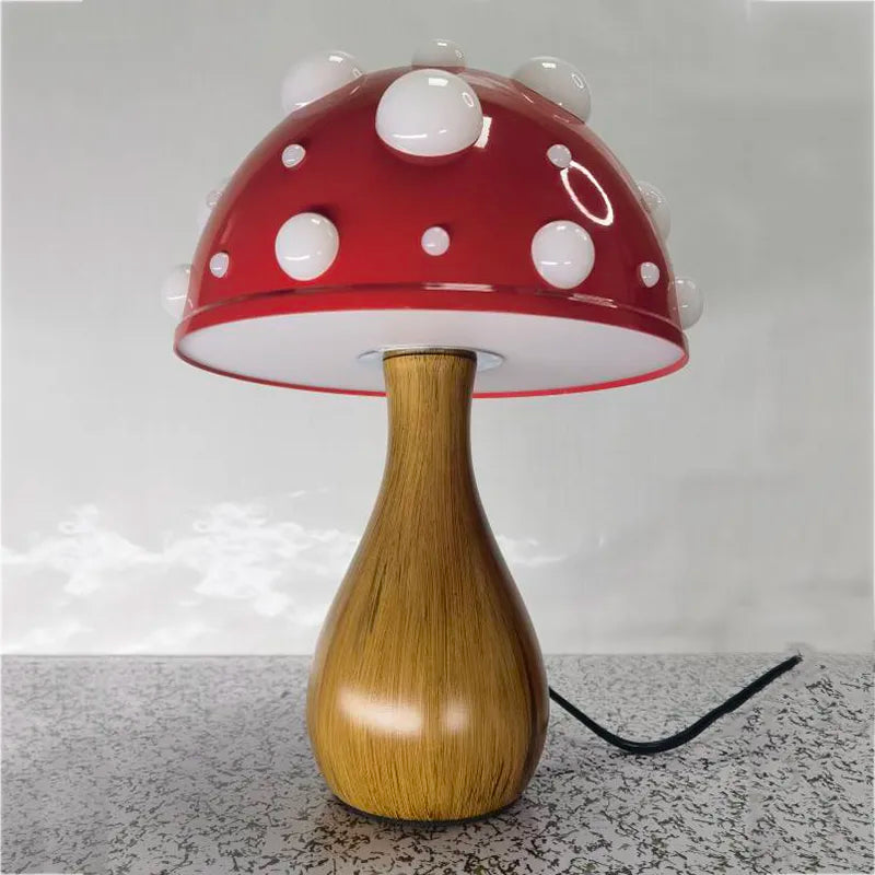 Grande lampe à poser en forme de champignon rouge