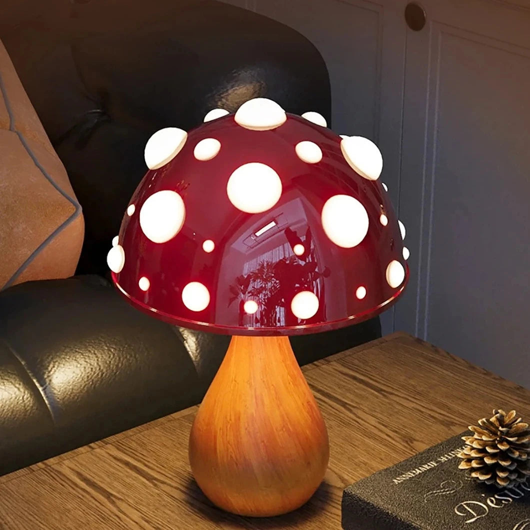 Grande lampe à poser en forme de champignon rouge