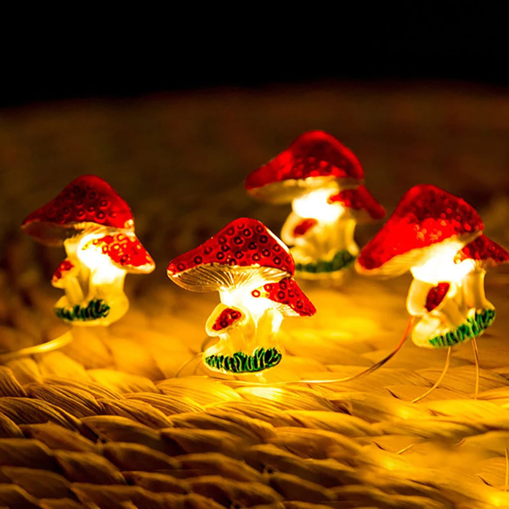 Guirlande lumineuse champignon rouge et blanc 3D