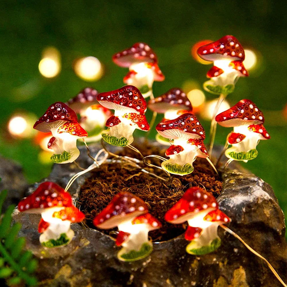 Guirlande lumineuse champignon 3D rouge et blanc