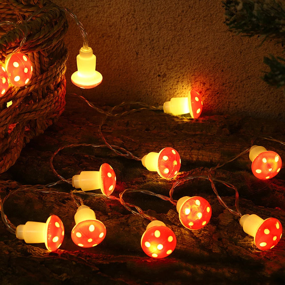 Guirlande lumineuse champignon rouge et blanc USB