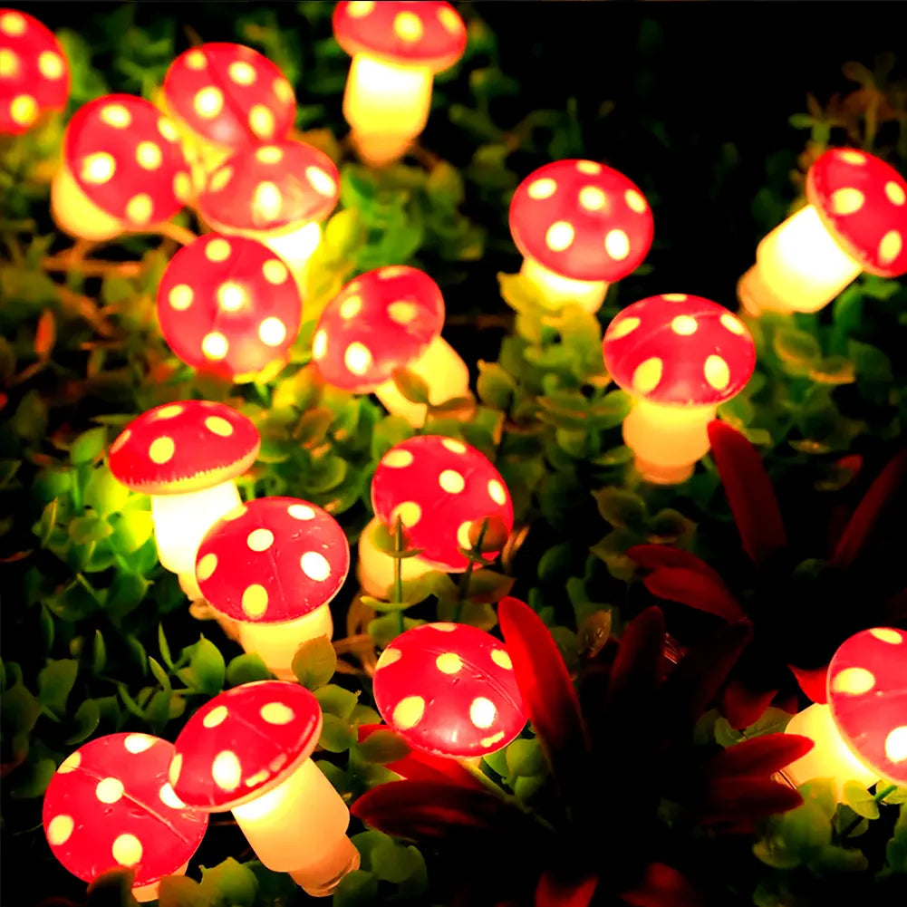 Guirlande lumineuse champignon rouge et blanche USB