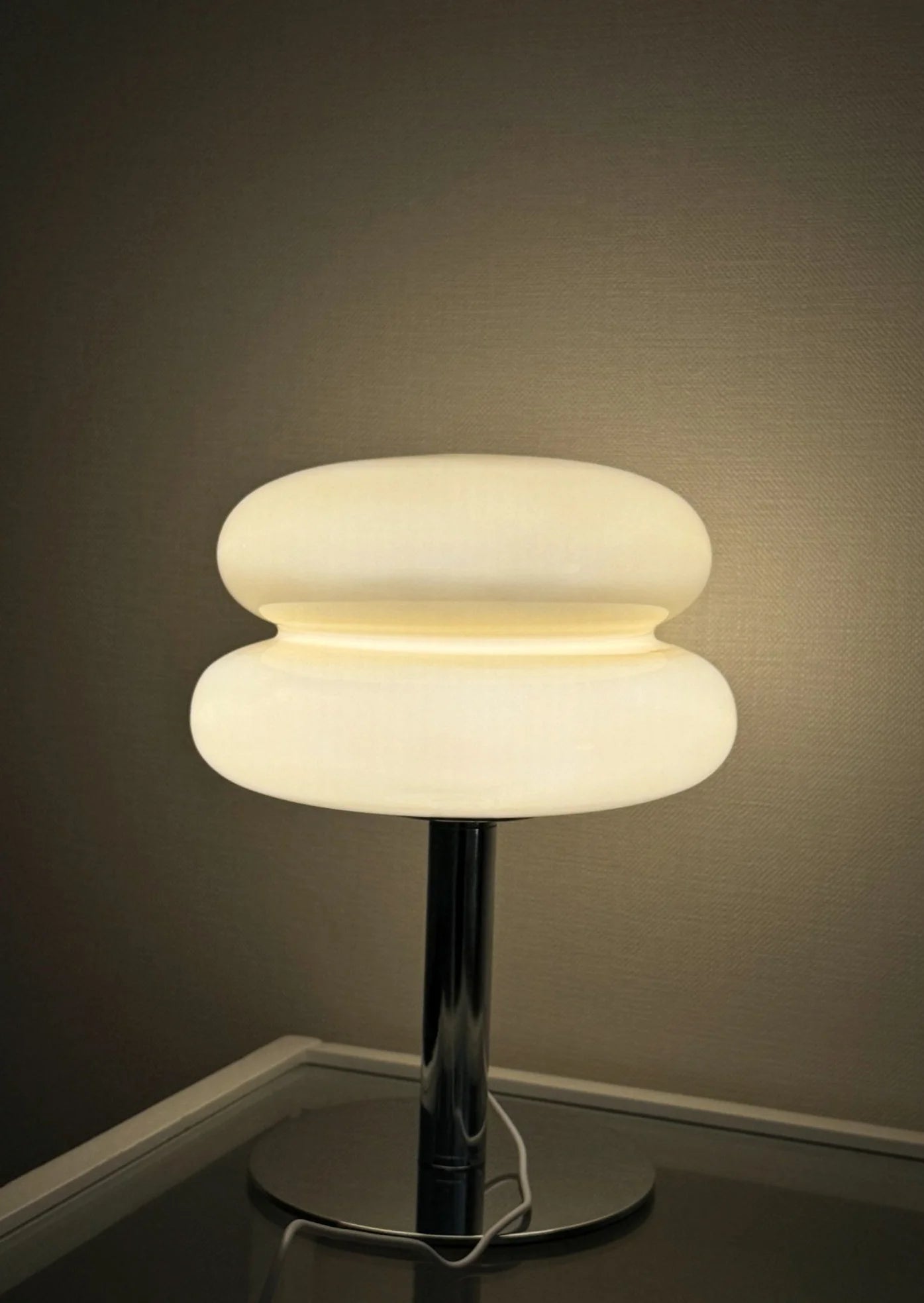 Lampe double champignon rétro blanche