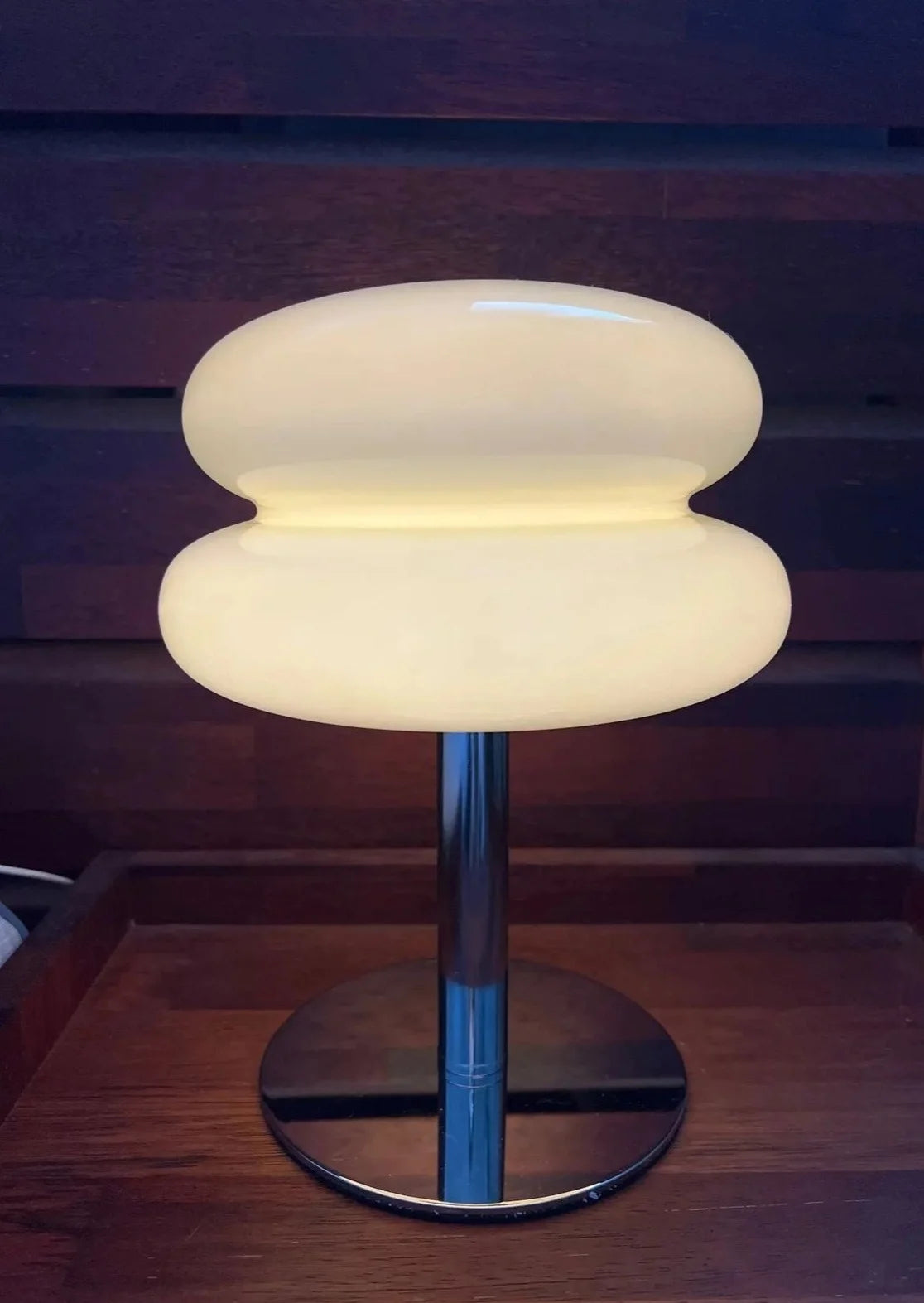 Lampe double champignon rétro blanche