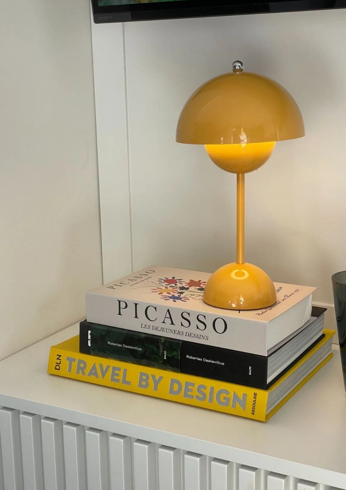 Lampe à poser champignon jaune vintage