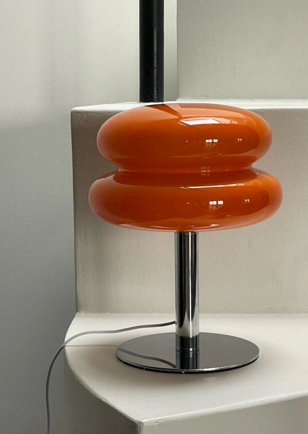 Lampe double champignon rétro orange