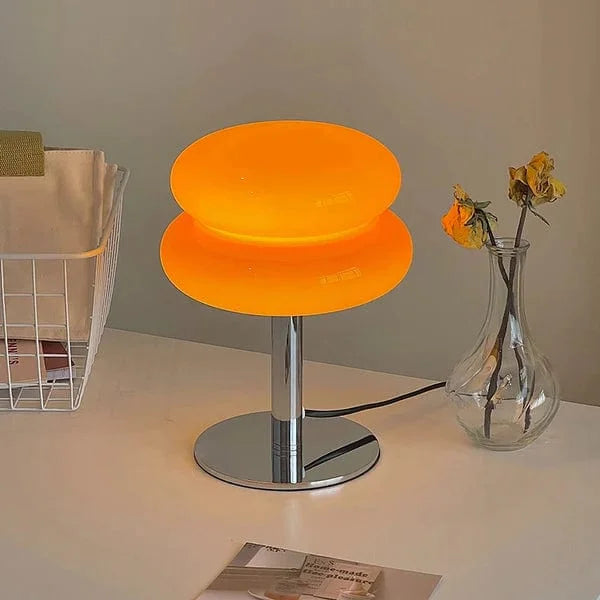 Lampe double champignon rétro orange