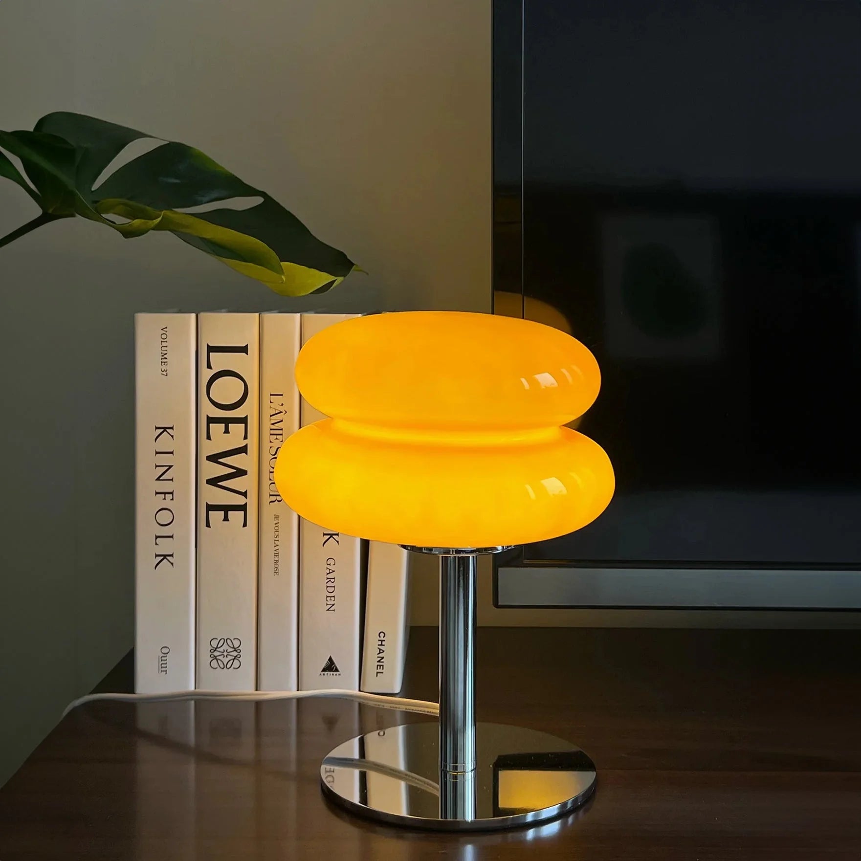 Lampe double champignon rétro orange