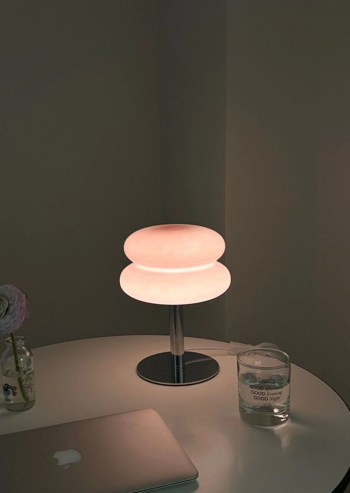 Lampe double champignon rétro rose