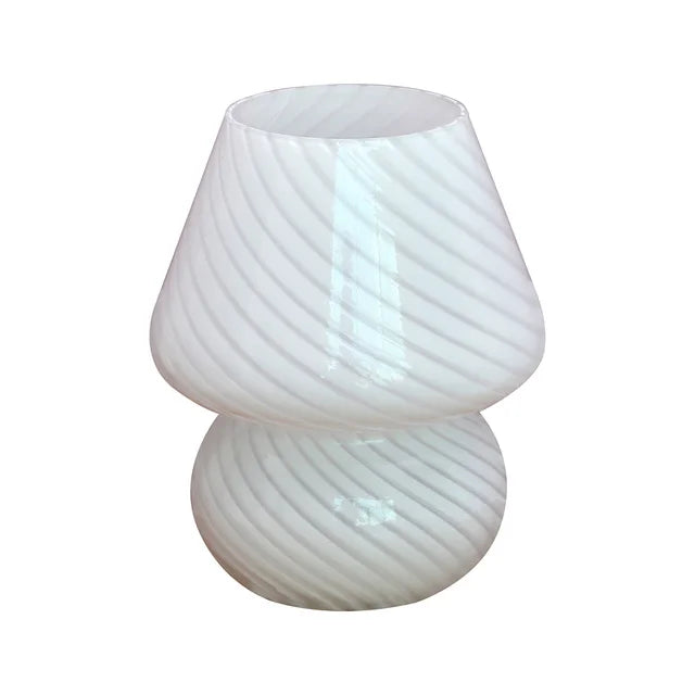 Lampe de chevet champignon blanc en verre