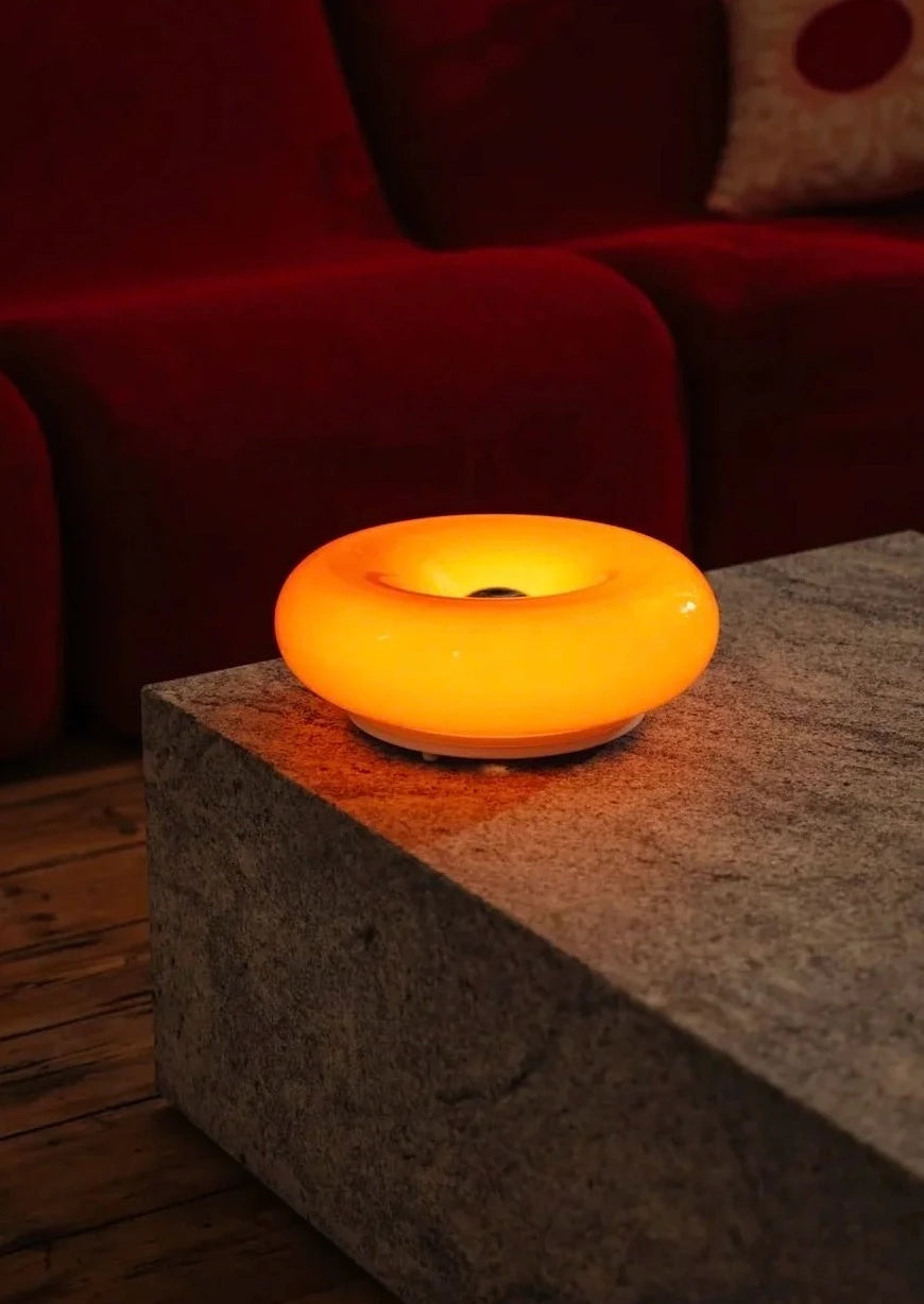 Lampe tactile champignon en verre orange "DONUT"