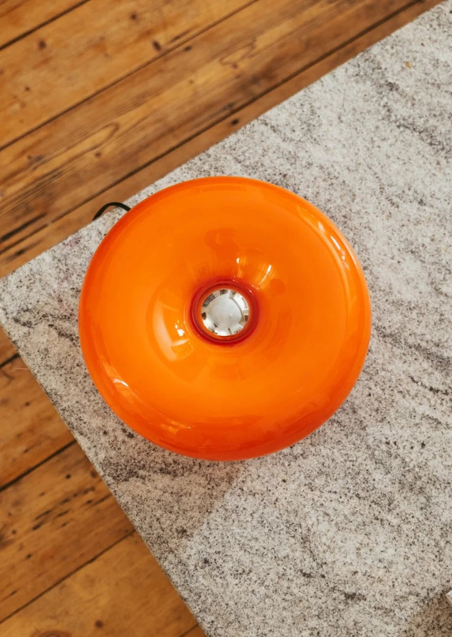 Lampe tactile champignon en verre orange "DONUT"