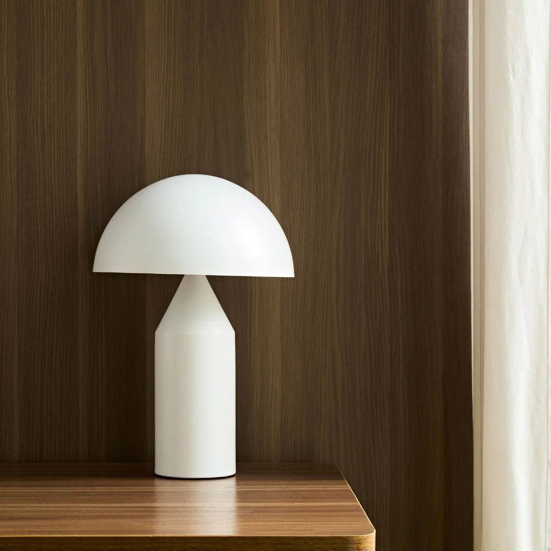 Lampe champignon en métal blanc mat