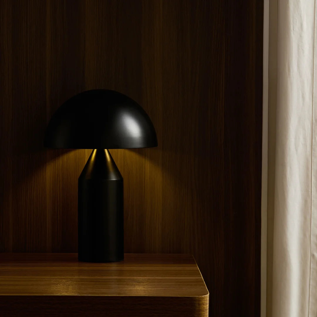 Lampe champignon en métal noir mat