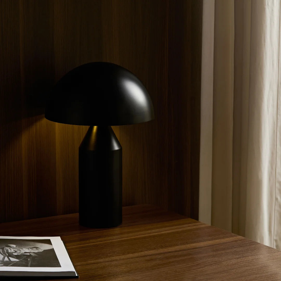 Lampe champignon en métal noir mat