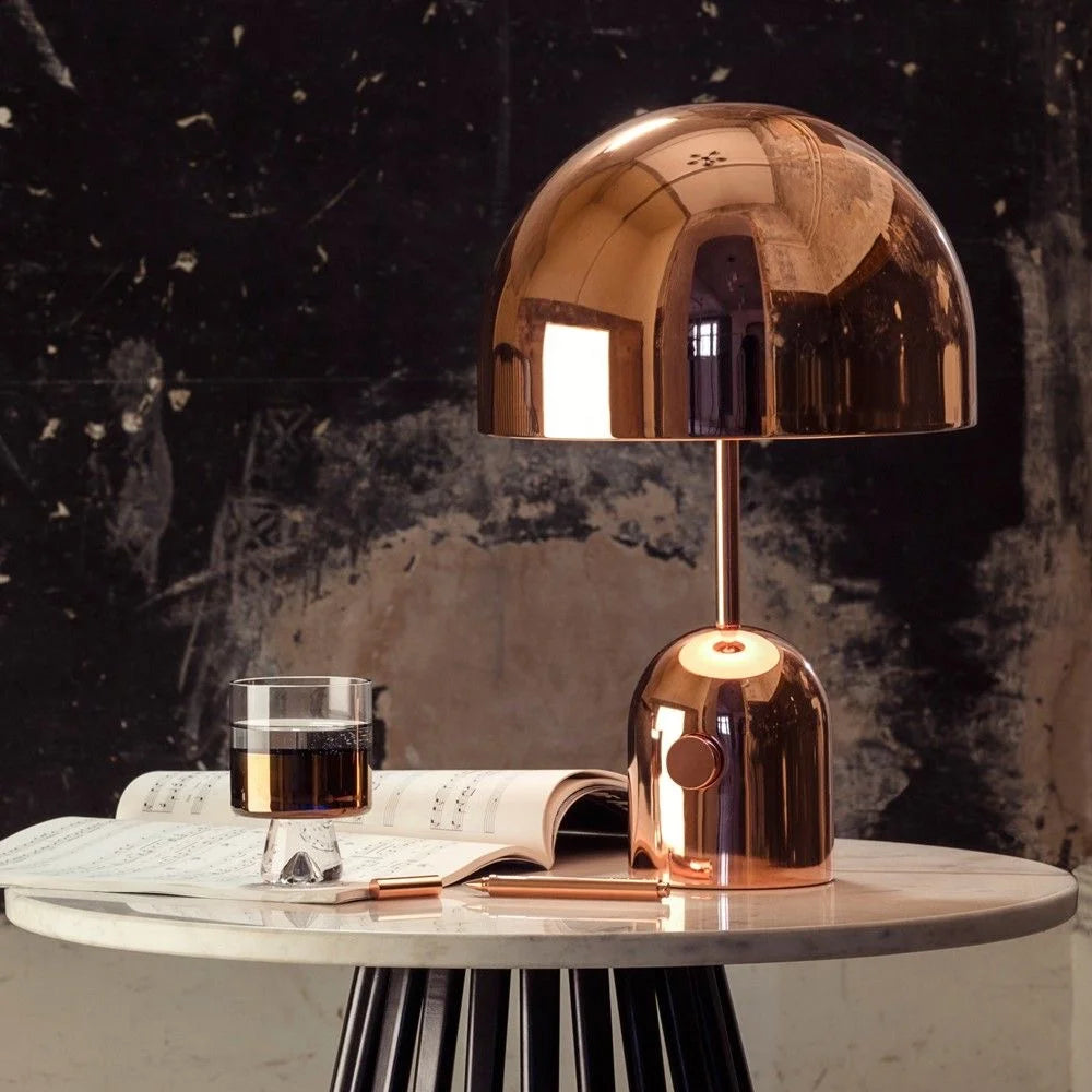 Lampe champignon en métal rose gold DOME