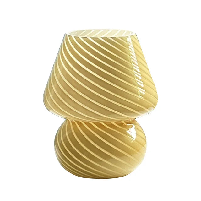 Lampe de chevet champignon jaune en verre