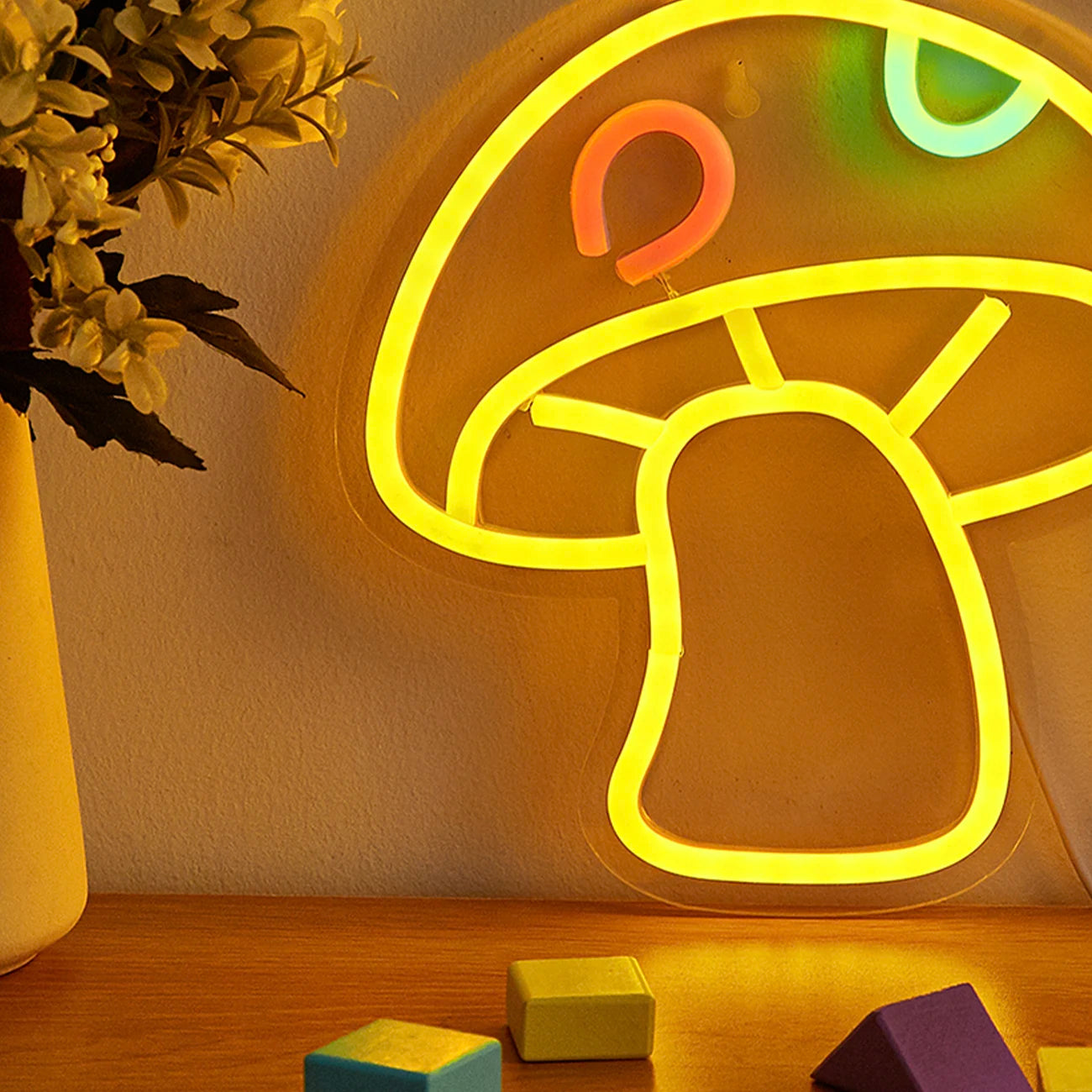 Lampe néon LED champignon jaune