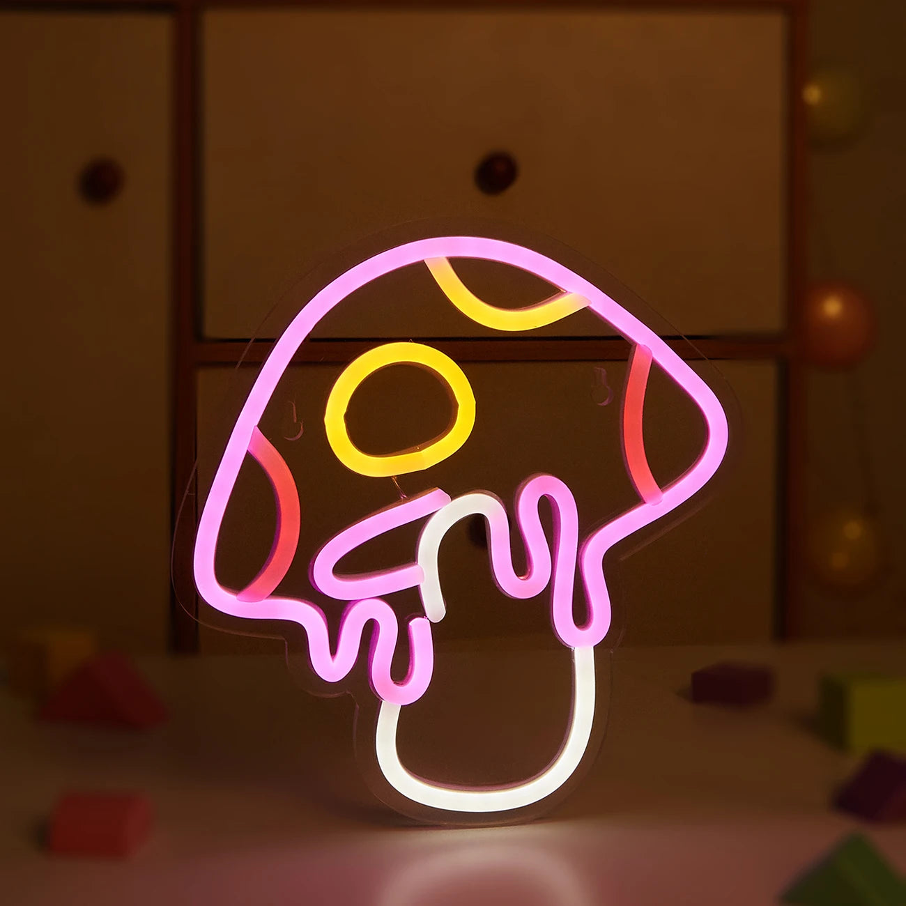 Lampe néon LED champignon rose