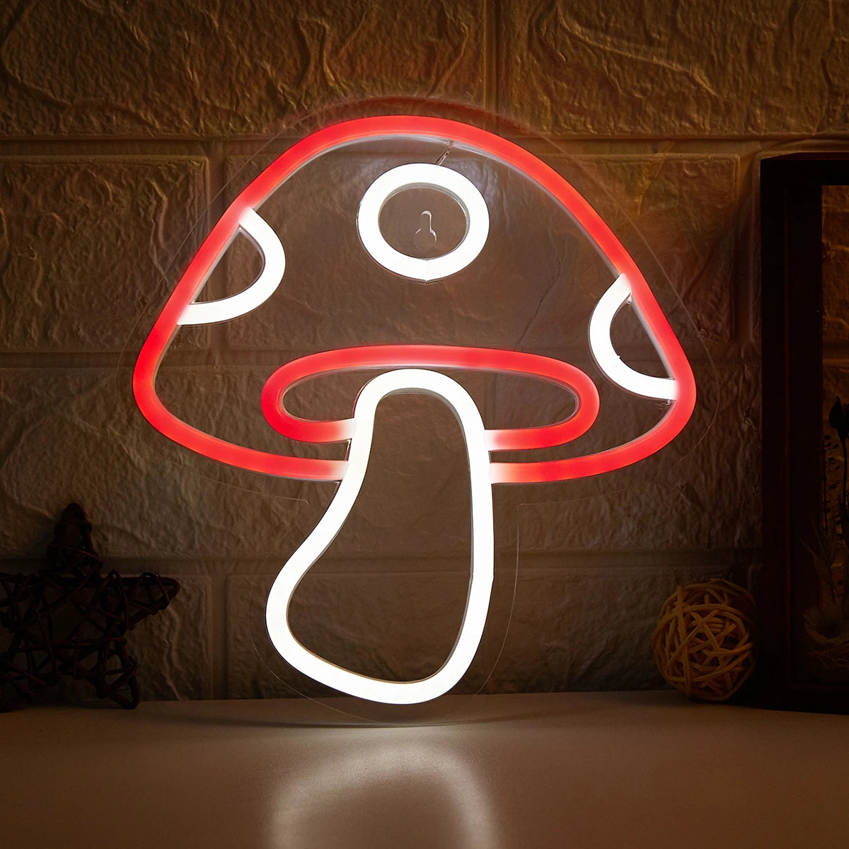 Lampe néon LED champignon rouge