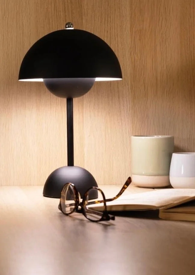 Lampe de chevet champignon vintage noire mate