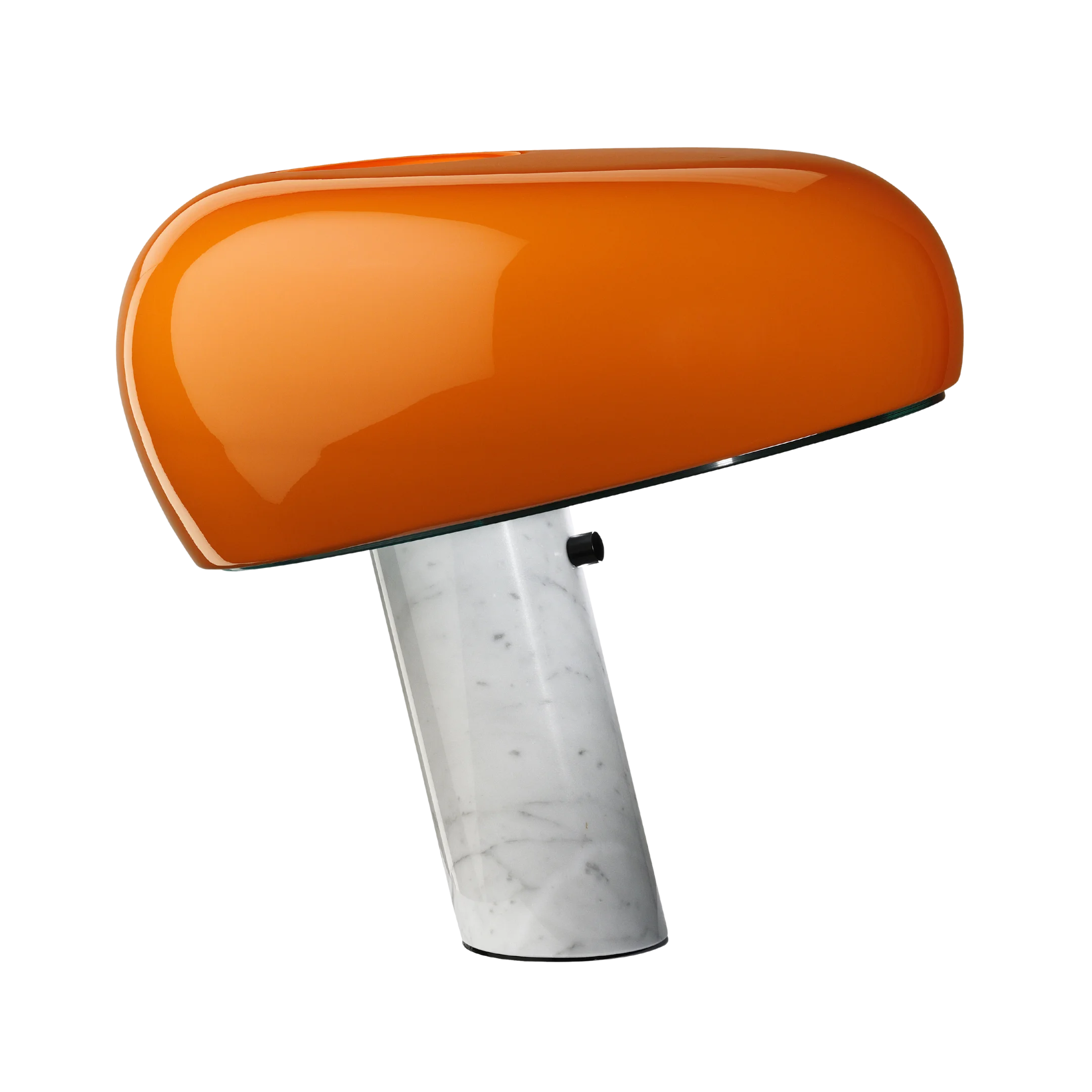 Lampe champignon orange en verre et marbre blanc