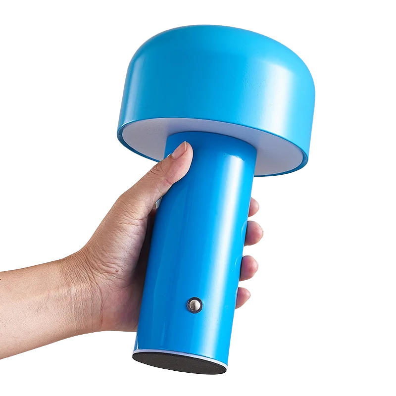 Lampe champignon portable rechargeable bleue