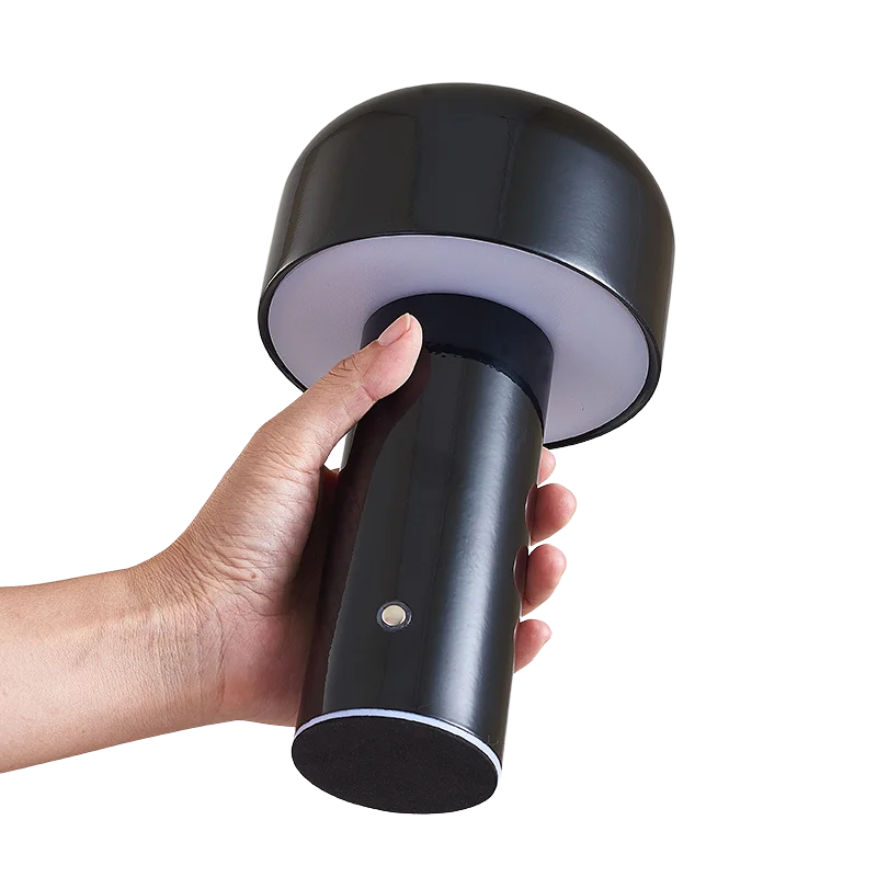 Lampe champignon portable rechargeable noire