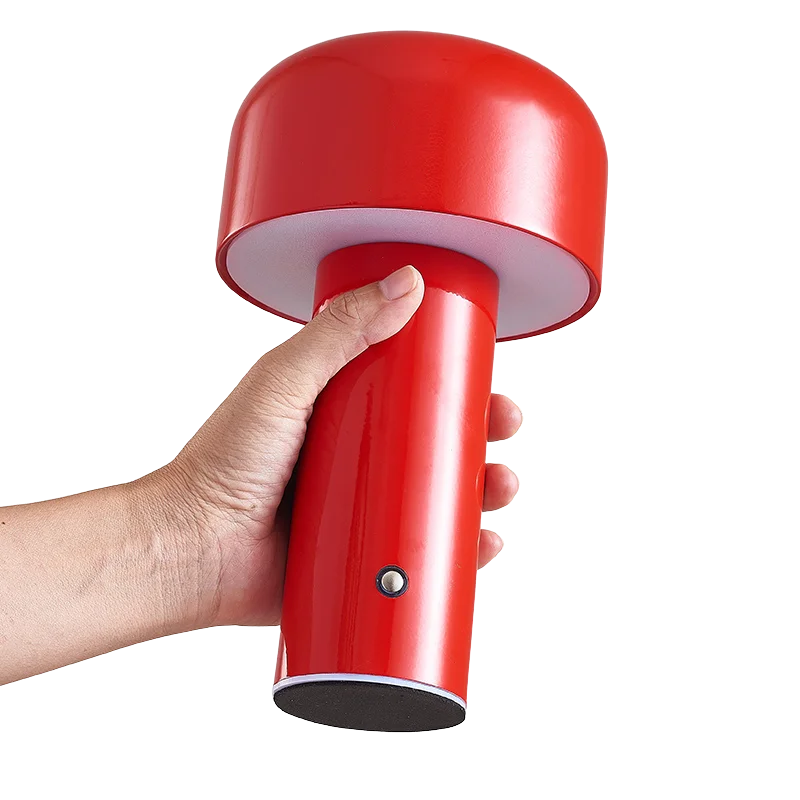 Lampe champignon portable rechargeable rouge