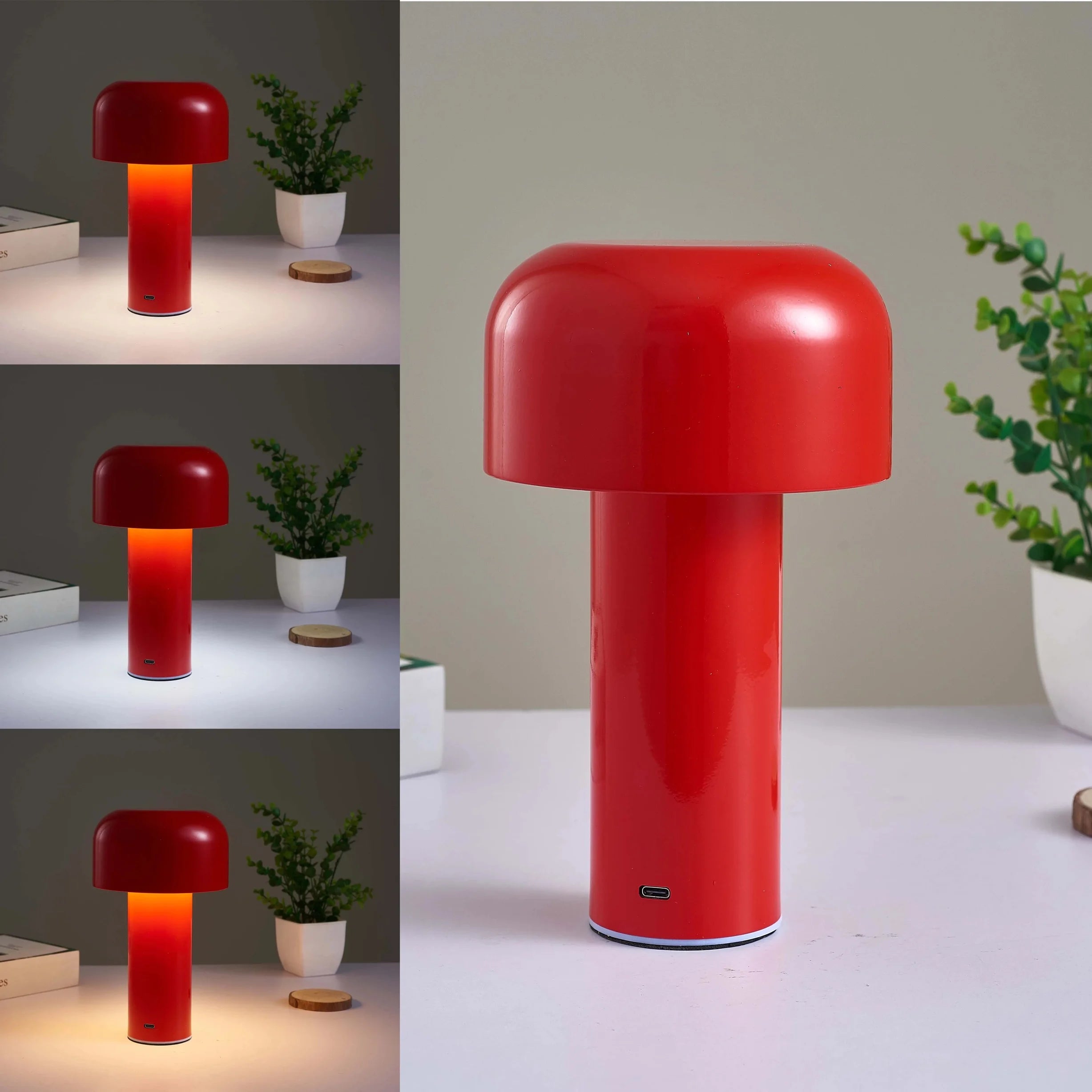 Lampe champignon portable rouge