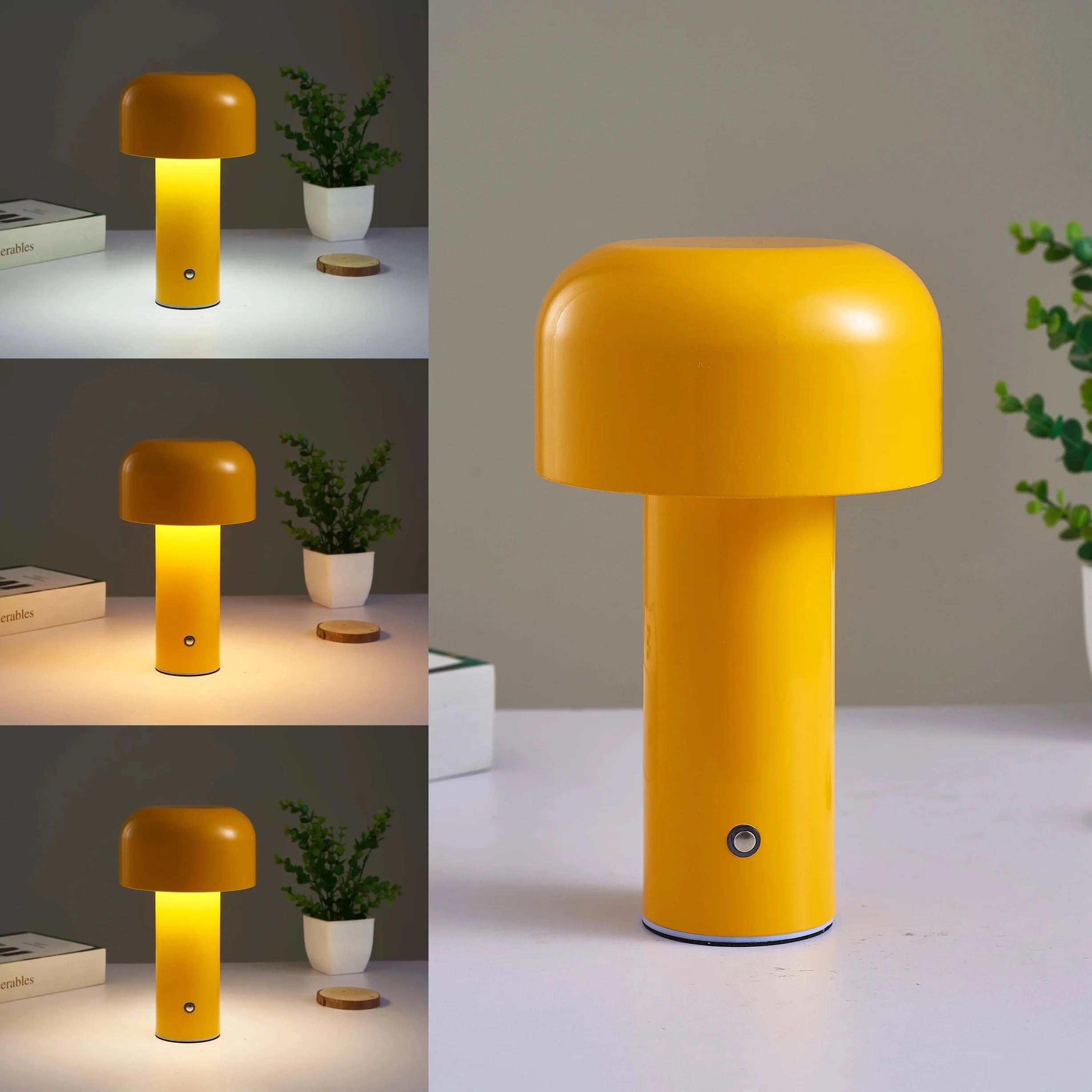 Lampe champignon portable jaune