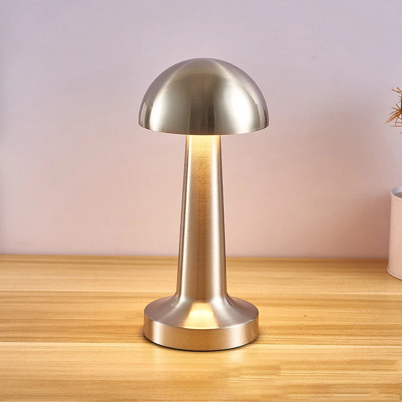 Lampe champignon rétro argentée