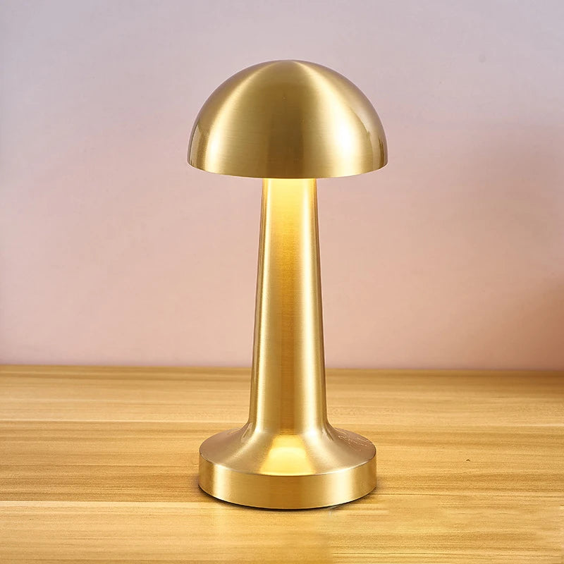 Lampe champignon retro dorée