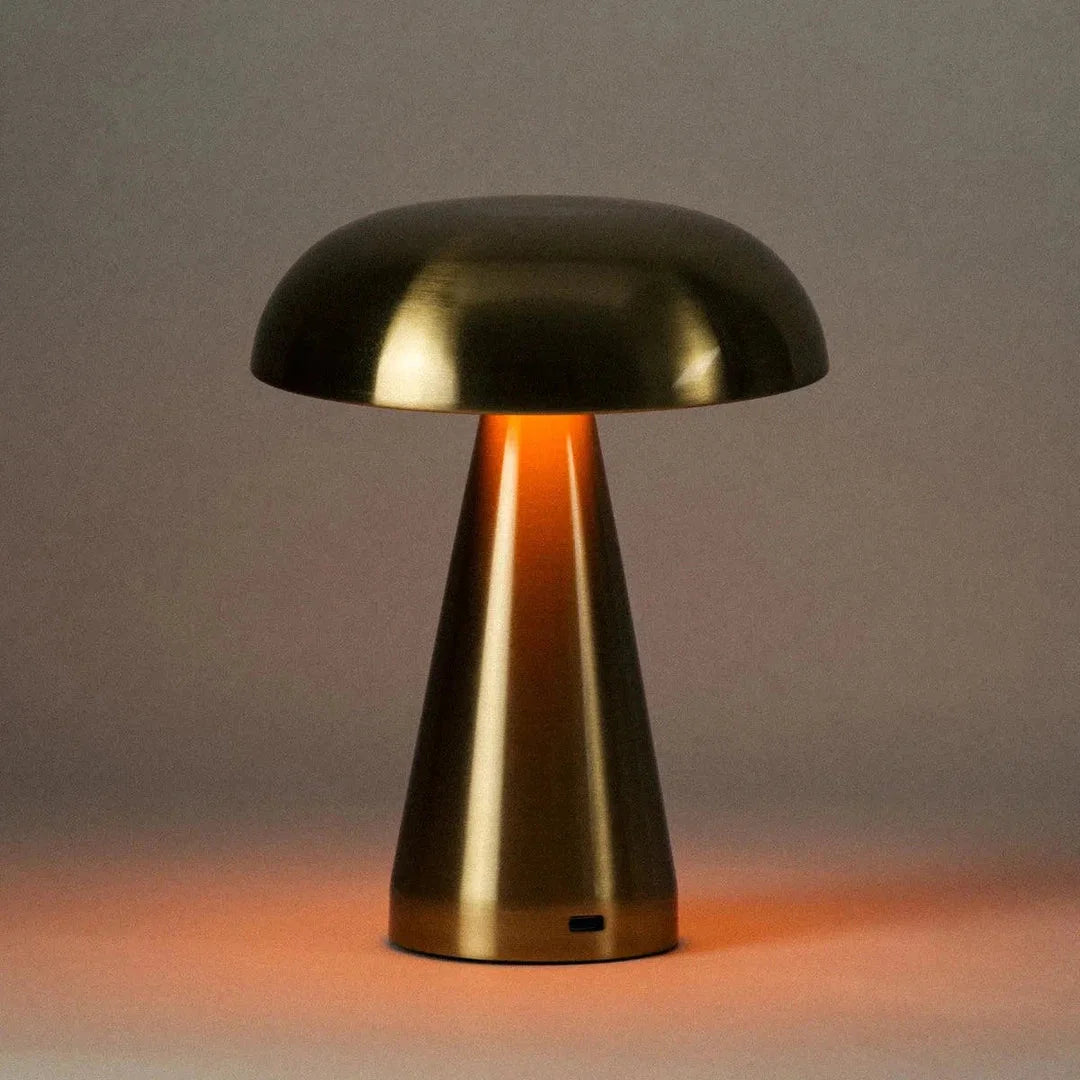 Lampe tactile champignon vintage dorée