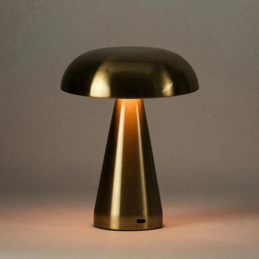 Lampe tactile champignon vintage dorée