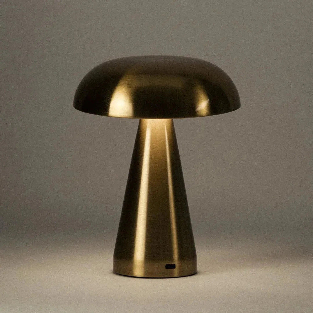 Lampe tactile champignon vintage dorée