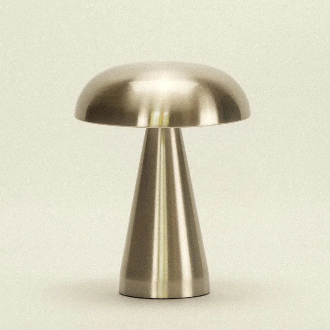 Lampe champignon vintage tactile argentée