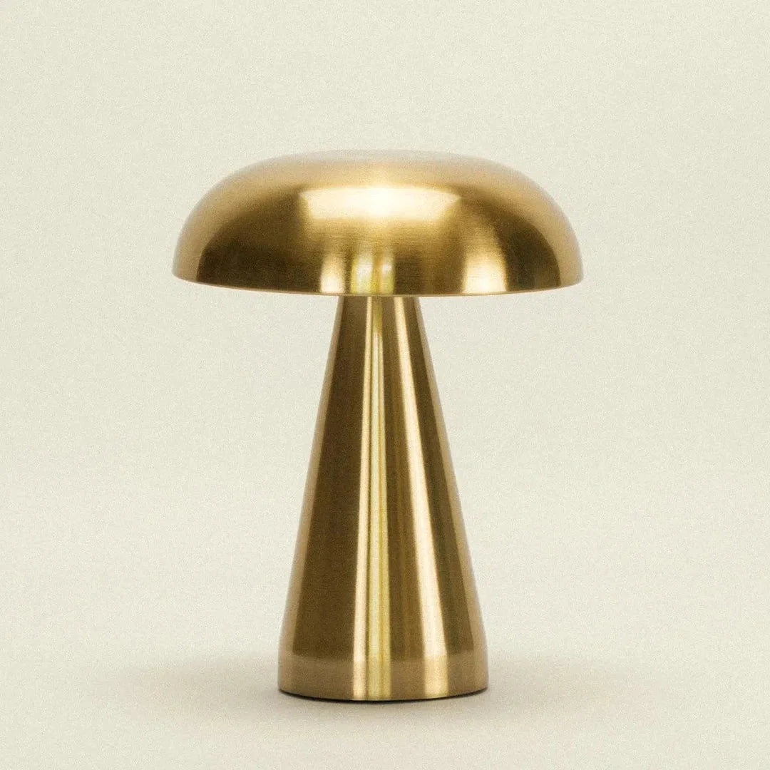 Lampe champignon vintage tactile dorée