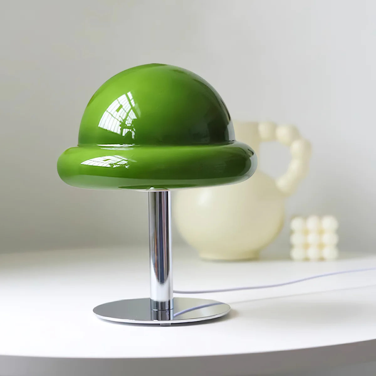 Lampe de table champignon rétro verte