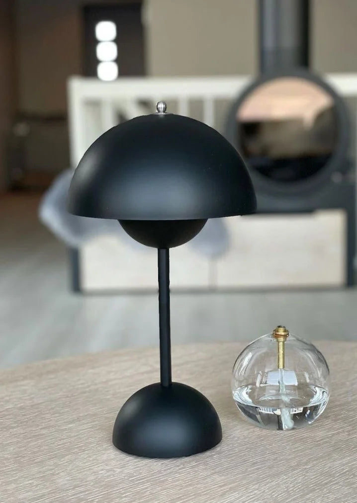 Lampe de chevet champignon vintage noire mate