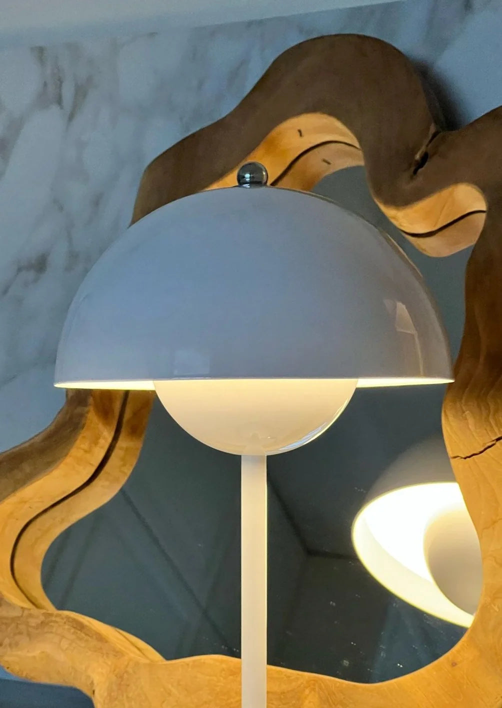 Lampe de chevet champignon vintage blanche